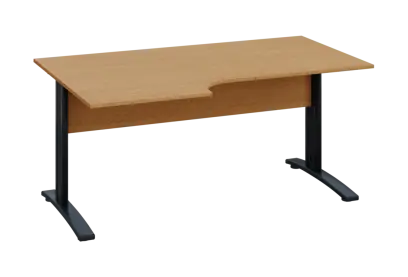 ERK 28 - 166 stůl kancelářský, rohový, levý, kovová podnož černá, deska 25 mm, široký 1600 mm, buk Royal